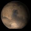 This picture is a composite from NASA's Mars Global Surveyor of daily global images acquired at Ls 53 during a previous Mars year. This month, Mars looks similar, as Ls 53 occurs in mid-May 2006. The picture shows the Syrtis Major face of Mars.