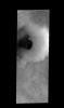 This image from NASA's 2001 Mars Odyssey spacecraft is THEMIS ART IMAGE #69 This south polar region crater on Mars contains a mitten-shaped dune field.