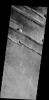 These linear fractures are part of Panchaia Rupes on Mars as seen by NASA's Mars Odyssey spacecraft.