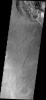 This image shows a small part of Meridiani Planum, the site of the Opportunity Rover on Mars as seen by NASA's Mars Odyssey spacecraft.
