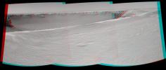 NASA's Mars rover Opportunity reached the rim of 'Victoria Crater' in Mars' Meridiani Planum region on Sept. 26, 2006. 3D glasses are necessary to view this image.