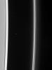 NASA's Cassini spacecraft gazes toward the multiple strands of the ever-changing F ring, also sighting Atlas at its station just beyond the A ring edge. A few faint background stars are visible in this image.