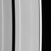 This view from NASA's Cassini spacecraft shows details of Saturn's outer A ring, including the Encke and Keeler gaps. The A ring brightens substantially outside the Keeler Gap.