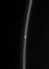 NASA's Cassini spacecraft spies an intriguing bright clump in Saturn's F ring. Also of interest is the dark gash that appears to cut through the ring immediately below the clump.