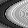 The brilliant B ring ends abruptly at the Huygens Gap, the broad, dark band devoid of ring material at near left. This gap marks the inner edge of the Cassini Division, within which the five dim bands at left reside in this image taken by NASA's Cassini.