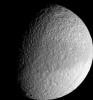 Around the equator on its leading side, Tethys wears a band of slightly darker surface material. This image was taken with NASA's Cassini spacecraft's narrow-angle camera on Sept. 30, 2007.