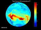 Map of carbon monoxide draped on globe: time Series from 8/1/2005 to 9/30/2005 from the Atmospheric Infrared Sounder (AIRS) on NASA's Aqua satellite.