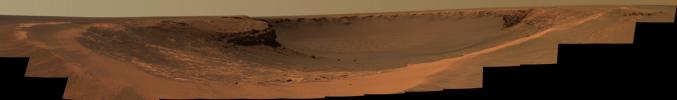 This image taken on Sept. 27, 2006, by NASA's Mars Exploration Rover Opportunity shows the view of Victoria Crater from Duck Bay.