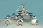 The team developing NASA's Mars Science Laboratory calls this test rover 'Scarecrow' because the vehicle does not include a computer brain. Mobility engineers use this test rover to evaluate mobility and suspension performance.