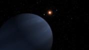 This artist's concept shows four of the five planets that orbit 55 Cancri, a star much like our own. The most recently discovered planet, and the fourth out from the star, looms large in the foreground. 