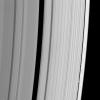 This detailed look at Saturn's A ring captures Daphnis in the narrow Keeler Gap in this image captured by NASA's Cassini spacecraft on May 31, 2008.