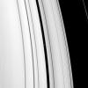 Pan orbits in the Encke gap near the middle of this image taken by NASA's Cassini spacecraft on Nov. 5, 2008. Also visible is one of the three dusty ringlets that reside in the Encke gap.