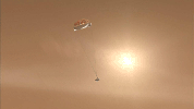After NASA's Phoenix Mars Lander enters the Martian atmosphere, and is traveling at about 1.7 times the speed of sound, it will deploy its parachute. 