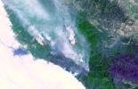 Fires near Big Sur, Calif., continued to burn unchecked when the Advanced Spaceborne Thermal Emission and Reflection Radiometer (ASTER) instrument on NASA's Terra satellite captured this image on Sunday, June 29, 2008.