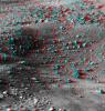 This anaglyph, acquired by NASA's Phoenix Lander on Jun. 8, 2008, shows a stereoscopic 3D view of the Martian surface near the lander. 3D glasses are necessary to view this image.