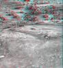 This anaglyph, acquired by NASA's Phoenix Lander on Jun. 7, 2008, shows a stereoscopic 3D view of the Martian surface near the lander. 3D glasses are necessary to view this image.