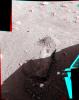 This anaglyph, acquired by NASA's Phoenix Lander's Surface Stereo Imager on June 19, 2008, shows a view of the Martian surface near the lander. The trench shown here is informally called 'Snow White 1.' 3D glasses are necessary.
