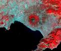 This image of Mt. Vesuvius Italy was acquired by NASA's Terra spacecraft on September 26, 2000, and covers an area of 36 by 45 km. Vesuvius overlooks the city of Naples and the Bay of Naples in central Italy. 
