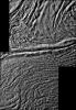 NASA's Cassini spacecraft shot past the surface of Saturn's moon Enceladus on Aug. 11, 2008, acquiring a set of seven high-resolution images targeting known jet source locations on the moon's 'tiger stripe' fractures, or sulci.