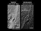Two side-by-side images compare a 'twisted' sea-floor spreading feature on Earth, to a very similar looking twisted break, in the Damascus Sulcus 'tiger stripe' on Saturn's moon Enceladus. The image of Enceladus was acquired by NASA's Cassini spacecraft.