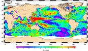 This image shows mean sea-level anomaly data from NASA's OSTM/Jason-2 for the period July 21, 2008, to July 31, 2008. 