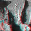 NASA's Phoenix Mars Lander took this anaglyph on Oct. 21, 2008; the trench on the upper left is called 'Dodo-Goldilocks.' 3D glasses are necessary to view this image.