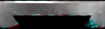 On September 28, 2008, NASA's Mars rover Opportunity reached this location on the west side of 'Victoria Crater.' 3D glasses are necessary.