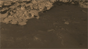 This image from NASA's Mars Reconnaissance Orbiter (MRO) is part of simulated flyover showing rhythmic layers of sedimentary rock inside Becquerel crater on Mars.
