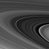 A bright narrow ring dominates this view of Saturn's Cassini Division separating Saturn's A and B rings in this image from NASA's Cassini spacecraft taken on Feb. 25, 2009.