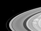Bright spokes grace Saturn's B ring in this image taken by NASA's Cassini spacecraft.