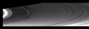New insights into the nature of Saturn's rings are revealed in this panoramic mosaic of 15 images taken during the planet's August 2009 equinox, taken by NASA's Cassini Orbiter.