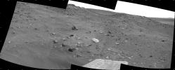 This scene combines three frames taken by the navigation camera on NASA's Mars Exploration Rover Spirit during the 1,866th Martian day, or sol, of Spirit's mission on Mars (April 3, 2009). It spans 120 degrees, with south at the center.