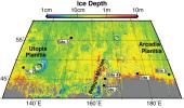 Using observations from NASA's Mars Reconnaissance Orbiter, this map shows five locations where fresh impact cratering has excavated water ice from just beneath the surface of Mars.