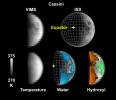NASA's Cassini spacecraft observations of Earth's moon on Aug. 19, 1999 show water and hydroxyl at all latitudes on the surface, even areas exposed to direct sunlight.