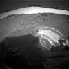 NASA's Mars Exploration Rover Spirit used its rear hazard avoidance camera to take this view toward the south during the 1,899th Martian day, or sol, 
of Spirit's mission on Mars (May 6, 2009).