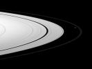 Saturn's A ring appears bright compared to the thin F ring, which is shepherded by the moon Prometheus, in this view from NASA's Cassini spacecraft.
