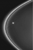 This image is from a simulation showing the changes to a portion of Saturn's F ring as the shepherding moon Prometheus swings by it. The animation uses data obtained by the imaging cameras aboard NASA's Cassini spacecraft.