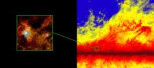 Filamentary structures in our Milky Way galaxy are apparent at large scales, as shown in this ESA image from Planck image, on the right, and small scales as seen the Herschel image on the left.