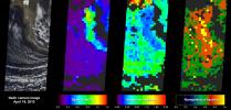 As NASA's Terra satellite flew over Iceland's erupting Eyjafjallajökull volcano, its Multi-angle Imaging SpectroRadiometer instrument acquired 36 near-simultaneous images of the ash plume, covering nine view angles in each of four wavelengths.