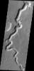 A section of Nanedi Valles is shown in this image captured by NASA's 2001 Mars Odyssey.