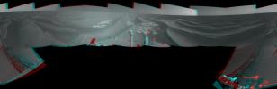 NASA's Mars Exploration Rover Opportunity combined images into this stereo, 360-degree view on April 22, 2010. This site is about 6 kilometers (3.7 miles) south-southwest of Victoria Crater. 3D glasses are necessary to view this image.