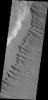 This ridge of material on the northern end of Gordii Dorsum is being reduced in size by the erosive effect of the wind in this image captured by NASA's Mars Odyssey.