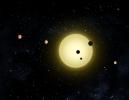 This artist's concept shows Kepler-11 -- the most tightly packed planetary system yet discovered.