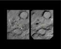 This pair of images shows the area affected by the impactor released by NASA's Deep Impact spacecraft in July 2005.