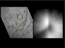 This pair of images shows a before-and-after comparison of the area on comet Tempel 1 targeted by an impactor from NASA's Deep Impact spacecraft in July 2005.