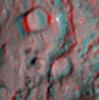 This anaglyph shows the region where NASA's Deep Impact mission sent a probe into the surface of comet Tempel 1 in 2005. 3D glasses are necessary to view this image.