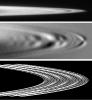 These images, derived from data obtained by NASA's Galileo spacecraft, show the subtle ripples in the ring of Jupiter that scientists have been able to trace back to the impact of comet Shoemaker-Levy 9 in July 1994.