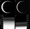 The change in Titan's haze layer is illustrated in this figure, derived from data obtained by NASA's Cassini spacecraft. The picture of Titan in panel a was taken on May 3, 2006, panel b was taken on April 2, 2010.