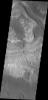 Layering is evident in this deposit on the floor of Ganges Chasma. This image is from NASA's 2001 Mars Odyssey.