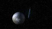 This image shows NASA's Dawn spacecraft leaving the giant asteroid Vesta and arriving at the dwarf planet Ceres.